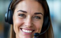 A customer service representative wearing a headset, providing ongoing support.